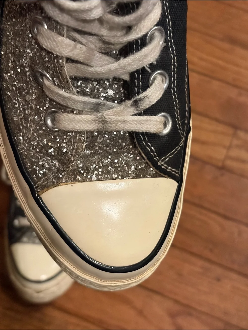 Converse x Chiara Ferragni High Silver Black Glitter Chuck Taylor Women size 8